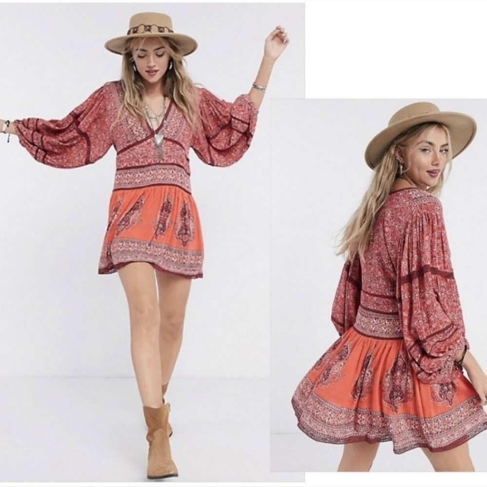 Free people Luna Scarf Print Tunic in Red